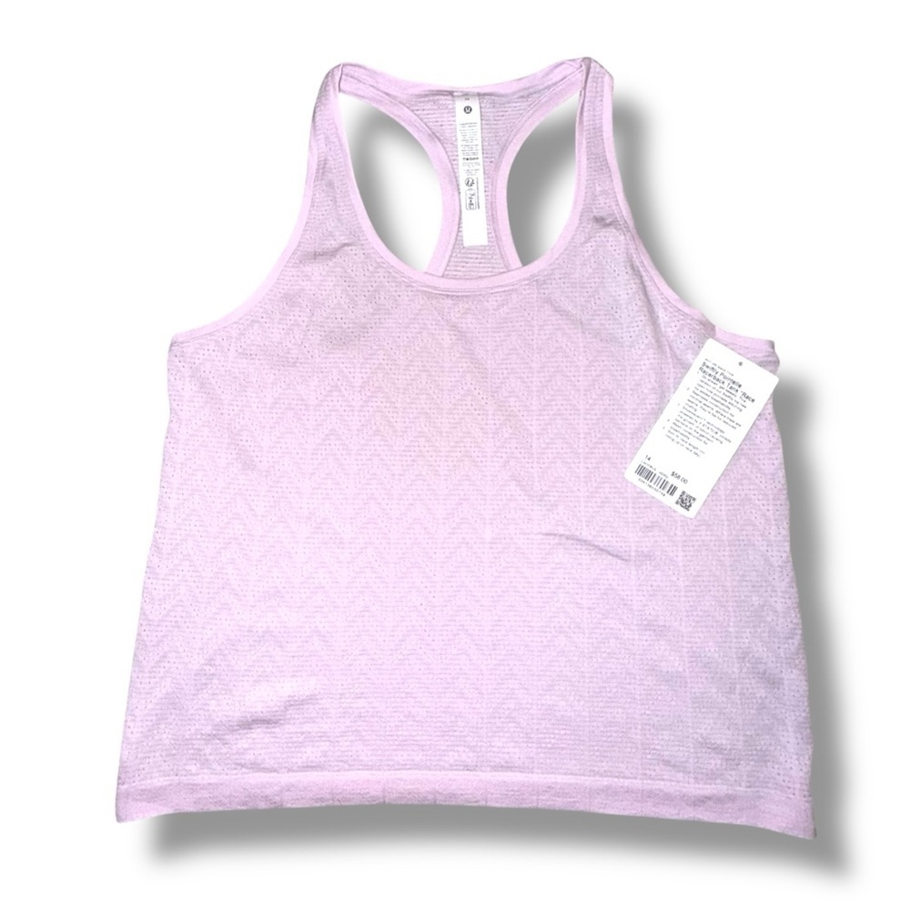 NWT LULULEMON Swiftly Pointelle Racerback Tank *Waist Herringbone Dot Pink 14 - Picture 6 of 11